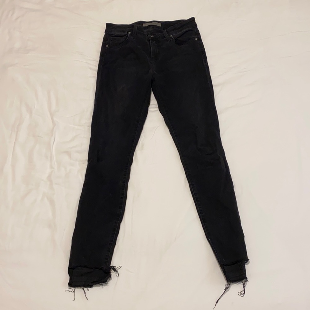 Joe’s Faded Black Jeans Skinny Ankle with Raw Hem